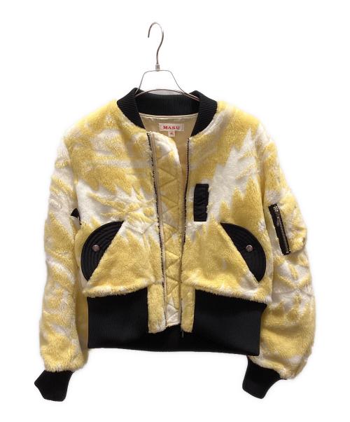 masu（エムエーエスユー）masu (エムエーエスユー) JACQUARD NATIVE FLEECE BOMBERJACKET ブラック×イエロー サイズ:46の古着・服飾アイテム