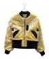 masu（エムエーエスユー）の古着「JACQUARD NATIVE FLEECE BOMBERJACKET」｜ブラック×イエロー