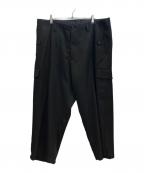 Yohji Yamamoto pour hommeヨウジヤマモト プールオム）の古着「WOOL GABARDINE TAB WIDE PANTS」｜ブラック