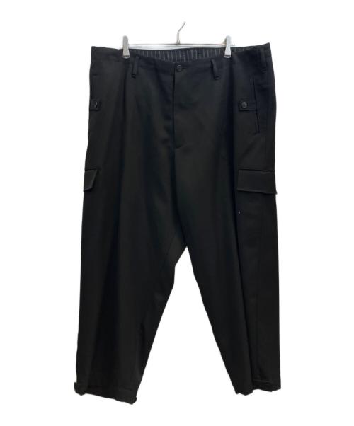 Yohji Yamamoto pour homme（ヨウジヤマモト プールオム）Yohji Yamamoto pour homme (ヨウジヤマモト プールオム) WOOL GABARDINE TAB WIDE PANTS ブラック サイズ:3の古着・服飾アイテム