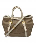 PRADAプラダ）の古着「ロゴジャガード2WAYバッグ」｜ベージュ