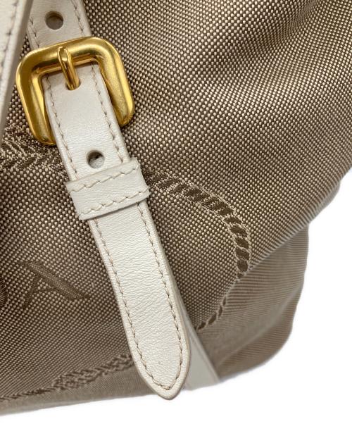 PRADA（プラダ）PRADA (プラダ) ロゴジャガード2WAYバッグ ベージュの古着・服飾アイテム