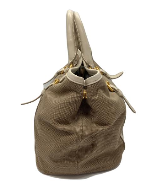 PRADA（プラダ）PRADA (プラダ) ロゴジャガード2WAYバッグ ベージュの古着・服飾アイテム