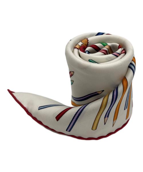 HERMES（エルメス）HERMES (エルメス) ガヴロッシュ45　A VOS LRAYONS“さぁ色鉛筆を出して” ホワイト サイズ:42×42の古着・服飾アイテム