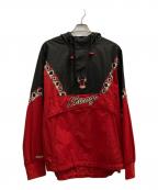 MITCHELL & NESS×HARDWOOD CLASSICSミッチェルアンドネス×ハードウッドクラシック）の古着「ハーフジップジャケット」｜ブラック×レッド