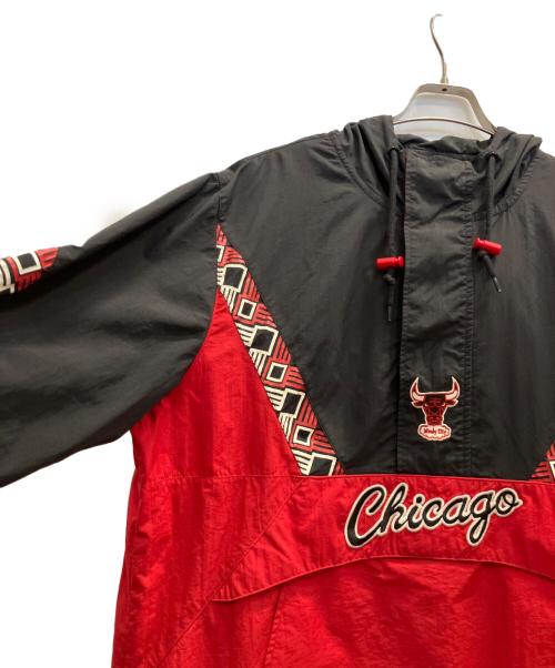 MITCHELL & NESS（ミッチェルアンドネス）MITCHELL & NESS (ミッチェルアンドネス) HARDWOOD CLASSICS (ハードウッドクラシック) ハーフジップジャケット ブラック×レッド サイズ:Ｌの古着・服飾アイテム