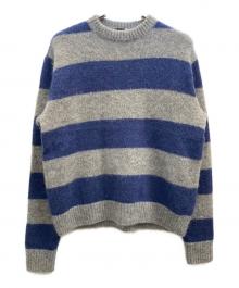 ATON（エイトン）の古着「厚手ニット」｜ブルー×グレー