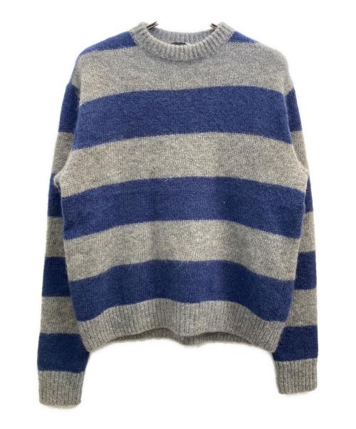 ATON（エイトン）ATON (エイトン) 厚手ニット ブルー×グレー サイズ:Мの古着・服飾アイテム