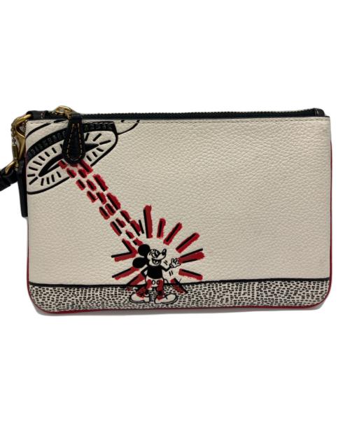 COACH（コーチ）COACH (コーチ) MICKEY MOUSE (ミッキーマウス) Keith Haring (キースヘリング) スモールリストレット ホワイトの古着・服飾アイテム