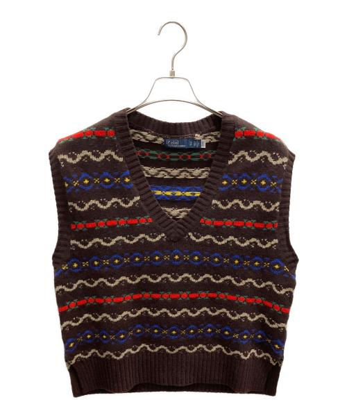 POLO RALPH LAUREN（ポロ・ラルフローレン）POLO RALPH LAUREN (ポロ・ラルフローレン) ニットベスト ダークブラウン サイズ:Ｓの古着・服飾アイテム