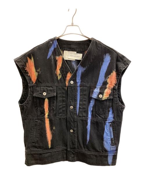 FenG CHen WANG（フェンチェンワン）FenG CHen WANG (フェンチェンワン) TIE-DYED DENIM JACKET ブラック サイズ:xsの古着・服飾アイテム