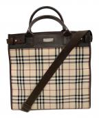 BURBERRYバーバリー）の古着「スクエア2WAYバッグ」｜ブラウン×ベージュ