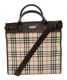 BURBERRY（バーバリー）の古着「スクエア2WAYバッグ」｜ブラウン×ベージュ