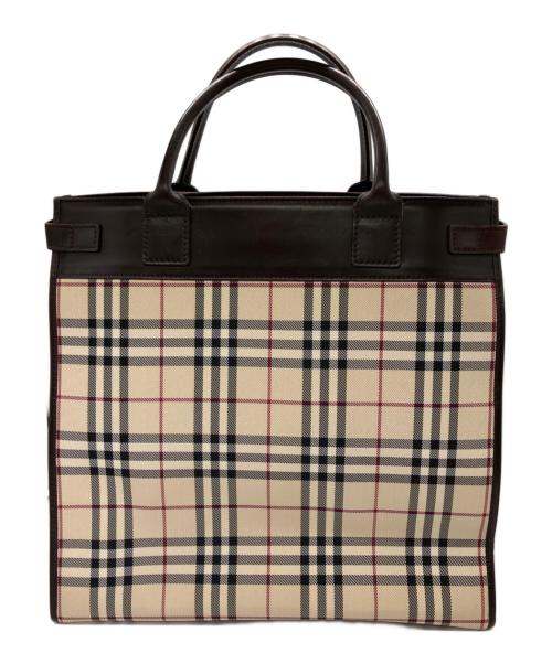 BURBERRY（バーバリー）BURBERRY (バーバリー) スクエア2WAYバッグ ブラウン×ベージュの古着・服飾アイテム