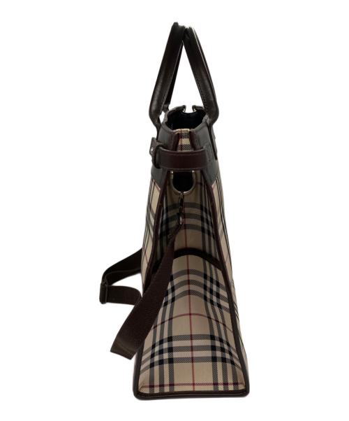 BURBERRY（バーバリー）BURBERRY (バーバリー) スクエア2WAYバッグ ブラウン×ベージュの古着・服飾アイテム