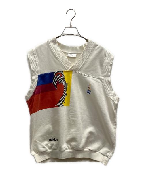 adidas（アディダス）adidas (アディダス) スウェットベスト ホワイト サイズ:Ｌの古着・服飾アイテム
