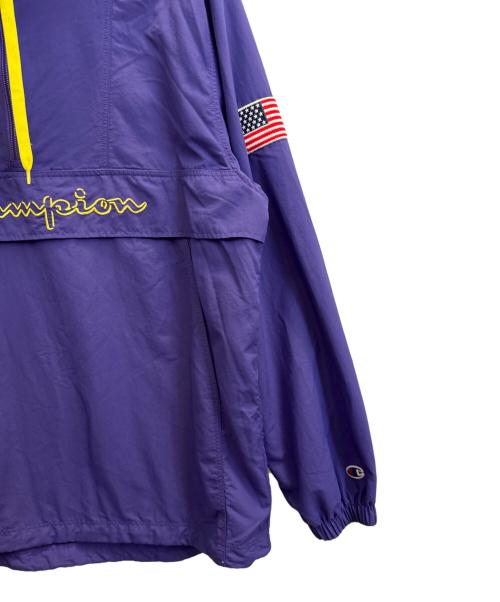 Champion（チャンピオン）Champion (チャンピオン) アノラックジャケットハーフジップ スクリプトロゴ刺繍 パープル サイズ:Ｌの古着・服飾アイテム