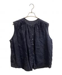 nest Robe（ネストローブ）の古着「80リネンノースリーブブラウス」｜ネイビー