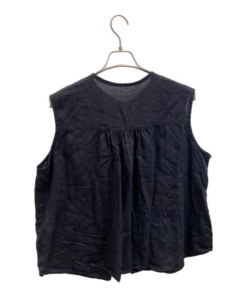 nest Robe（ネストローブ）nest Robe (ネストローブ) 80リネンノースリーブブラウス ネイビー サイズ:フリーの古着・服飾アイテム