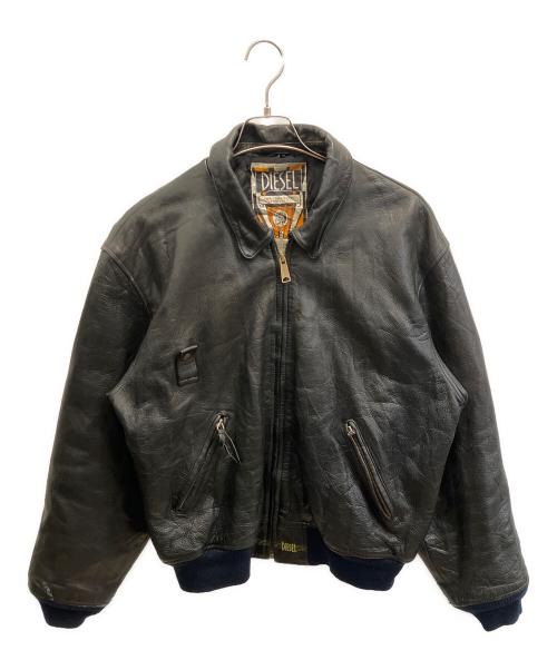 DIESEL（ディーゼル）DIESEL (ディーゼル) レザージャケット ブラック サイズ:XLの古着・服飾アイテム