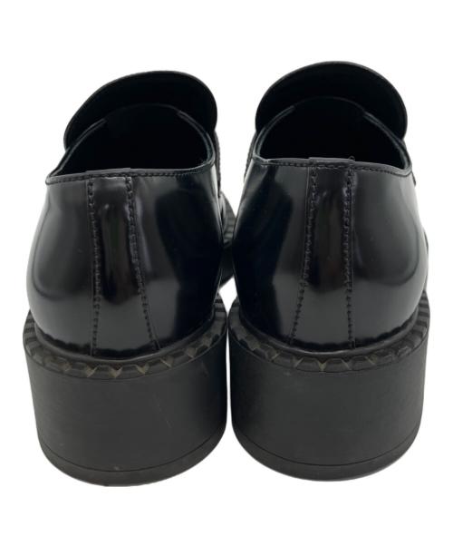 PRADA（プラダ）PRADA (プラダ) チョコレート ブラッシュドレザー ローファー　 ブラック サイズ:37　1/2の古着・服飾アイテム