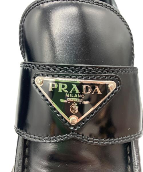 PRADA（プラダ）PRADA (プラダ) チョコレート ブラッシュドレザー ローファー　 ブラック サイズ:37　1/2の古着・服飾アイテム