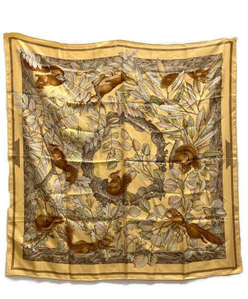 HERMES（エルメス）HERMES (エルメス) シルクスカーフ　カレ90　くるみ割り イエローの古着・服飾アイテム