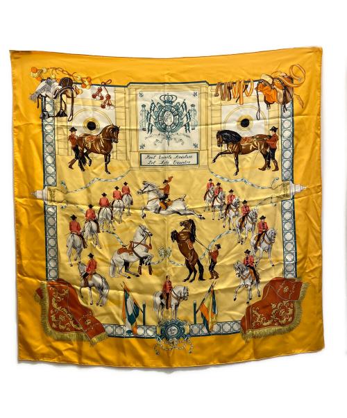 HERMES（エルメス）HERMES (エルメス) アンダルシア馬術学校スカーフ イエローの古着・服飾アイテム