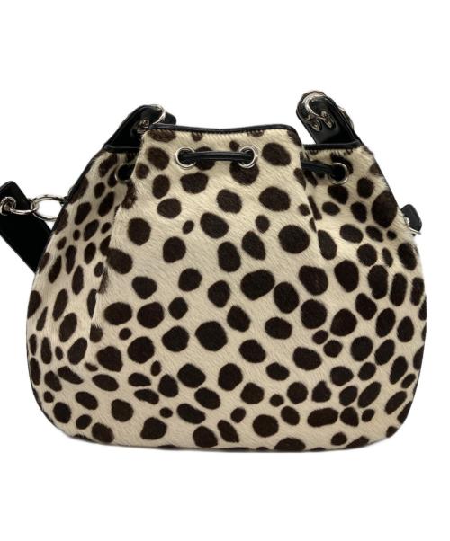 Yves Saint Laurent（イヴサンローラン）Yves Saint Laurent (イヴサンローラン) ハラコ　ショルダーバッグ ホワイト×ブラックの古着・服飾アイテム