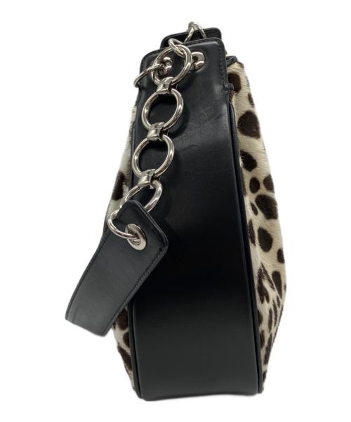 Yves Saint Laurent（イヴサンローラン）Yves Saint Laurent (イヴサンローラン) ハラコ　ショルダーバッグ ホワイト×ブラックの古着・服飾アイテム