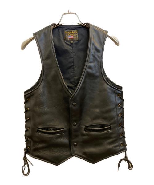 VANSON（バンソン）VANSON (バンソン) レザーベスト ブラック サイズ:34の古着・服飾アイテム