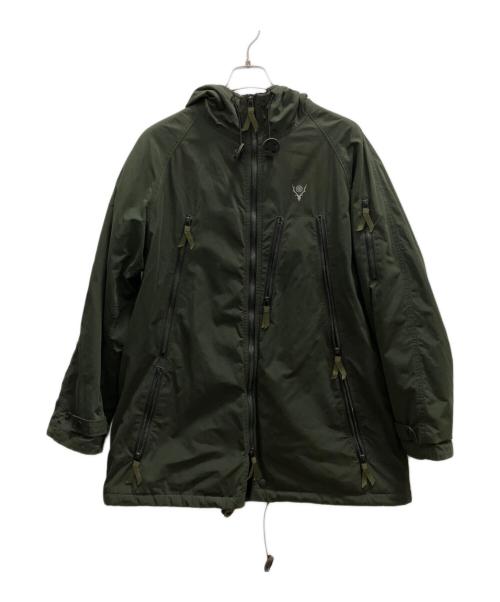 South2 West8（サウスツー ウエストエイト）South2 West8 (サウスツー ウエストエイト) Zipped Coat ブラック×グリーン サイズ:Ｌの古着・服飾アイテム