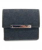 GUCCIグッチ）の古着「グッチ ロゴ GG 折り ウォレット 2つ折り財布」｜ブラック