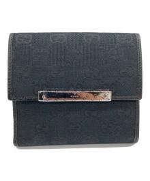 GUCCI（グッチ）の古着「グッチ ロゴ GG 折り ウォレット 2つ折り財布」｜ブラック