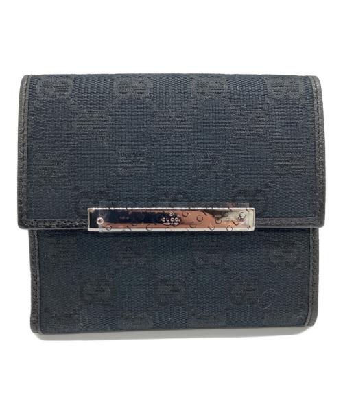 GUCCI（グッチ）GUCCI (グッチ) グッチ ロゴ GG 折り ウォレット 2つ折り財布 ブラックの古着・服飾アイテム