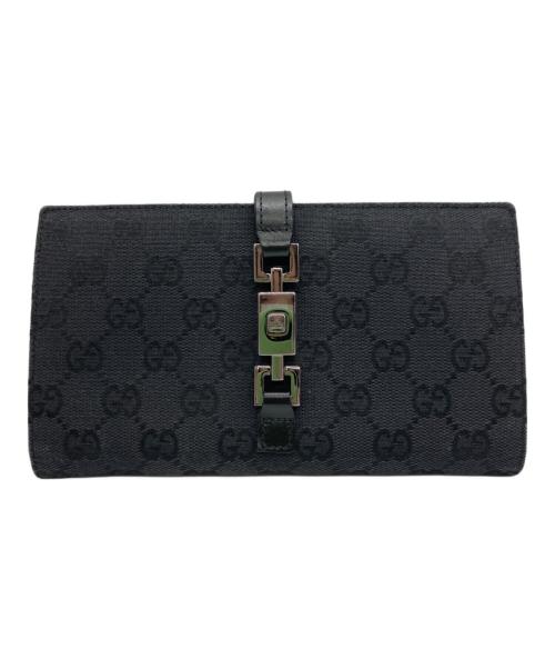 GUCCI（グッチ）GUCCI (グッチ) GGキャンパス二つ折り長財布 ブラックの古着・服飾アイテム