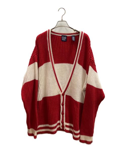 GAP（ギャップ）GAP (ギャップ) 厚手カーディガン レッド×ホワイト サイズ:Ｌの古着・服飾アイテム
