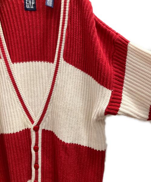 GAP（ギャップ）GAP (ギャップ) 厚手カーディガン レッド×ホワイト サイズ:Ｌの古着・服飾アイテム