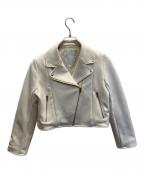 MERCURY DUOマーキュリーデュオ）の古着「フェイクスエードコンパクトライダースジャケット」｜ホワイト