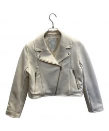 MERCURY DUO（マーキュリーデュオ）の古着「フェイクスエードコンパクトライダースジャケット」｜ホワイト