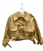 lananラナン）の古着「ショート丈デザイントレンチコート」｜カーキ