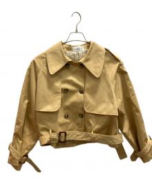 lanan（ラナン）の古着「ショート丈デザイントレンチコート」｜カーキ