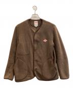 DANTONダントン）の古着「ノーカラーフリースカーディガン」｜ブラウン