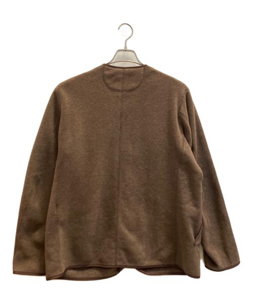 DANTON（ダントン）DANTON (ダントン) ノーカラーフリースカーディガン ブラウン サイズ:SIZE 42の古着・服飾アイテム