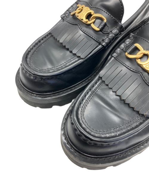 CELINE（セリーヌ）CELINE (セリーヌ) チェーン付きマーガレットローファー ブラック サイズ:23.5の古着・服飾アイテム