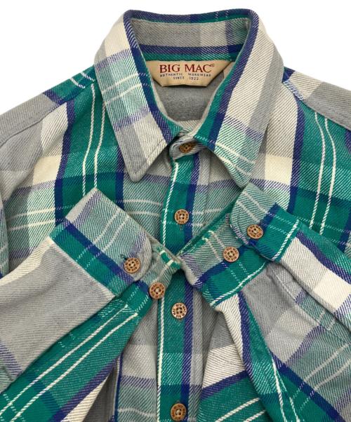 big mac（ビッグマック）BIG MAC (ビッグマック) 長袖シャツ グレー×グリーン サイズ:Ｌの古着・服飾アイテム