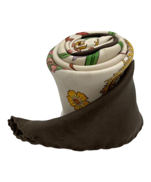 GUCCI（グッチ）GUCCI (グッチ) シルクスカーフ ブラウン×ベージュの古着・服飾アイテム