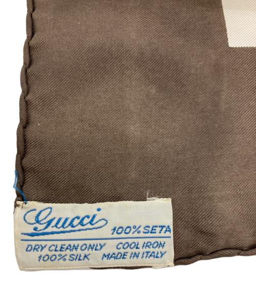 GUCCI（グッチ）GUCCI (グッチ) シルクスカーフ ブラウン×ベージュの古着・服飾アイテム