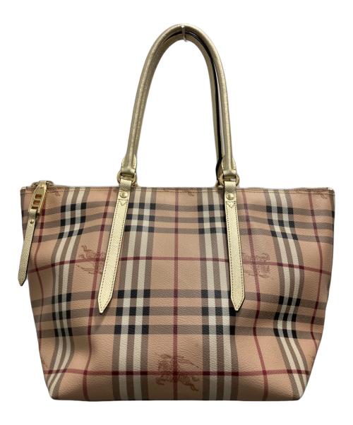 BURBERRY（バーバリー）BURBERRY (バーバリー) ヘイマーケットチェックトートバッグ ベージュの古着・服飾アイテム