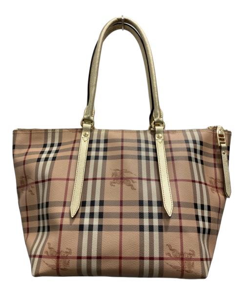 BURBERRY（バーバリー）BURBERRY (バーバリー) ヘイマーケットチェックトートバッグ ベージュの古着・服飾アイテム